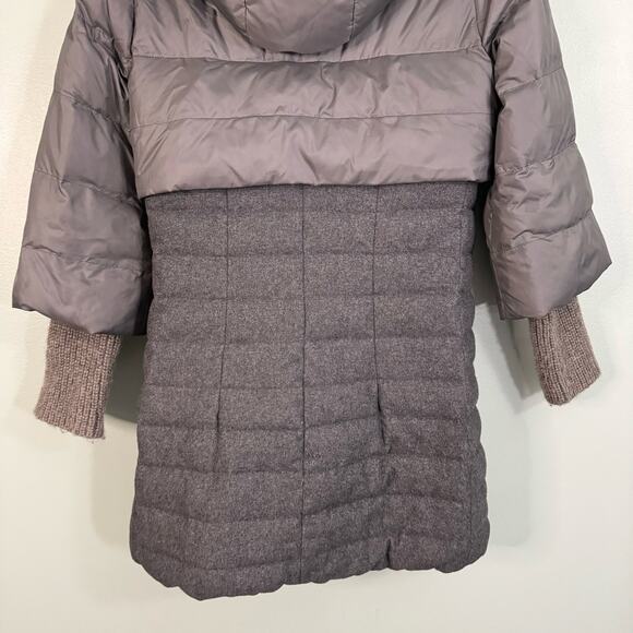 ARTURO Rouslana Puffer Jacket Womens Small Hoodie Wool Blend Down Feather Gray - Picture 9 of 13